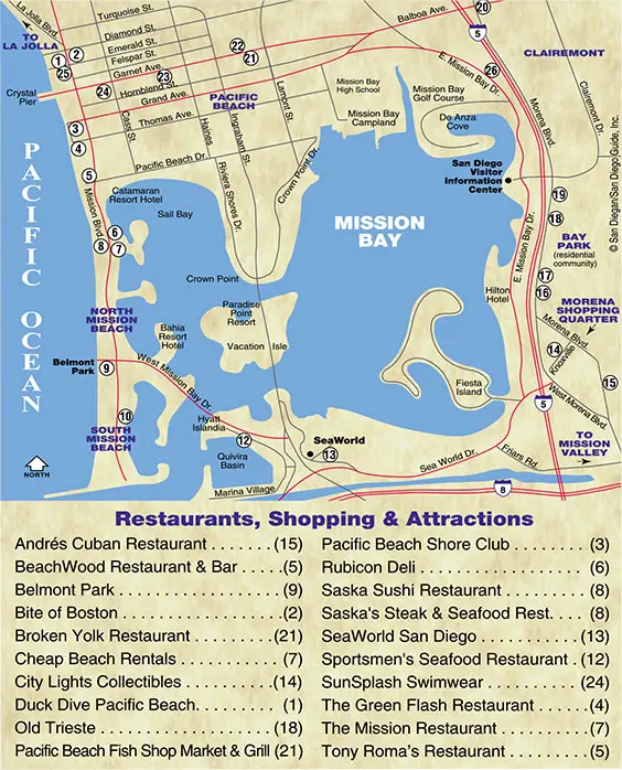Map of Mission Bay Pacific Beach